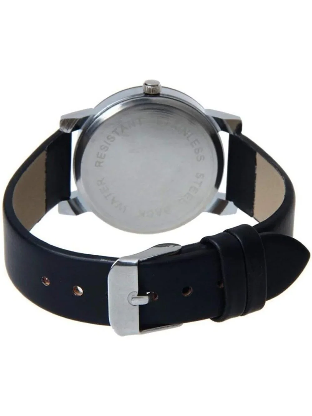 Men All Black Analog Quartz Simple Solid Leather Band Casual Classic Wrist Watch